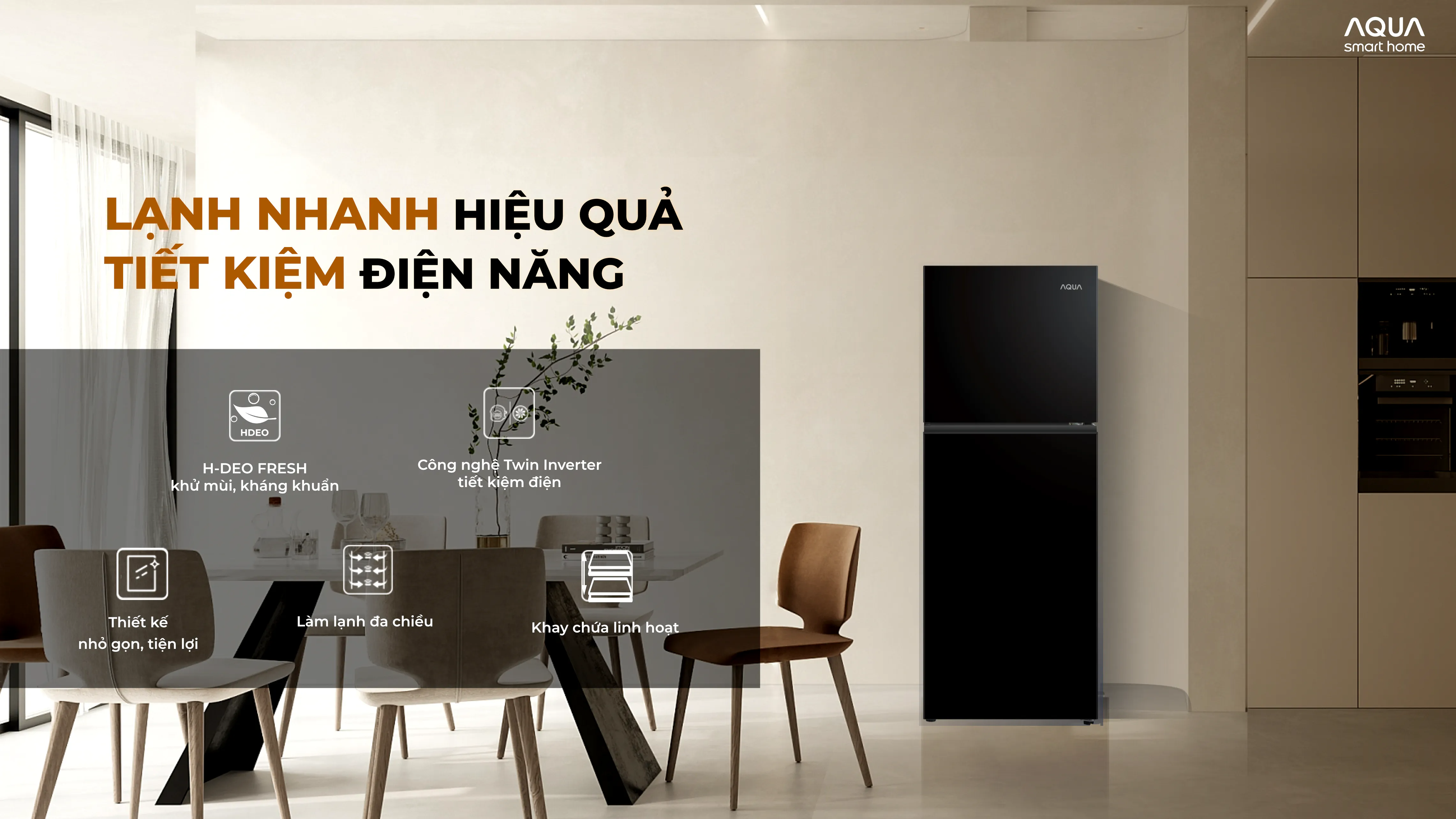 Tủ lạnh Aqua inverter 222 lít AQR-T239FA(FB)